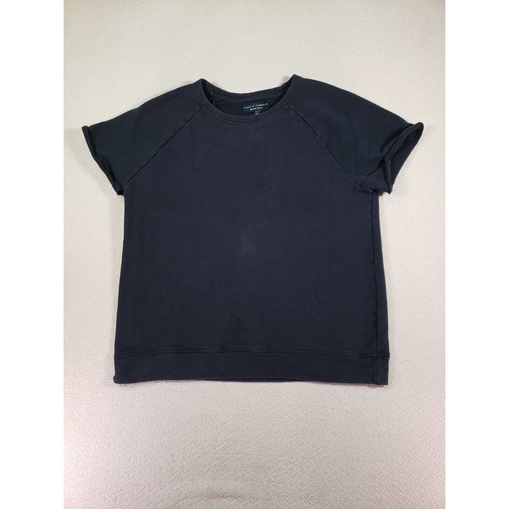 Craft & Commerce Sweater Mens Large Black Short Sleeve Fleece Made In USA